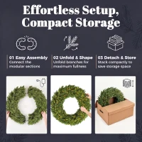 HOMCOM Christmas Decoration, 36 in Pre-Lit Norwegian Spruce Artificial Christmas Wreath with 100 LED Lights, Green(m-7)