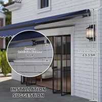 Outsunny 15' x 10' Electric Retractable Awning with Remote Controller, All Aluminum Frame Patio Awning, UV30+ Protection, Blue(m-7)
