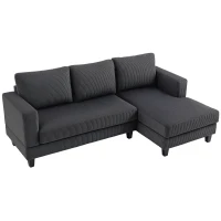HOMCOM L Shaped Couch, L Shape Sofa with Chaise Lounge and Spring Cushion for Living Room, Bedroom, Grey(m-9)
