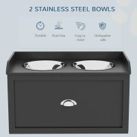 PawHut Pet Feeding Station Pet Dish Bowl Set with Storage, 2 Elevated Dog Bowls for Large Sized Dogs, Black(m-6)