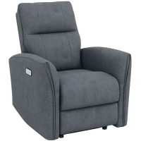 HOMCOM Power Recliner Chair, Dyed Fabric (Like Leathaire) Upholstered Recliner Chair with USB Ports, Footrest, Charcoal Grey(m-2)