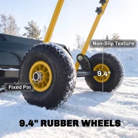 Outsunny Snow Shovel with Wheels, 29" x 16.5" Metal Snow Pusher with Adjustable Handle, 5-Angle Blade for Driveway, Yellow(m-7)