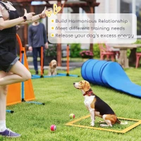PawHut 10 PCs Dog Agility Training Equipment Set Outdoor Indoor, Dog Agility Course Backyard Set with 2 Tunnels, Weave Poles(m-6)