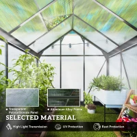 Outsunny Polycarbonate Greenhouse, Heavy Duty Outdoor Aluminum Walk-in Green House Kit Vent Door, 6.2'x6.2'x6.6' Gray(m-5)