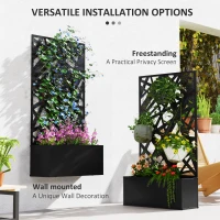 Outsunny Metal Raised Garden Bed with Privacy Panel, Freestanding or Wall Mounted Outdoor Planter Box for Garden, Patio(m-5)