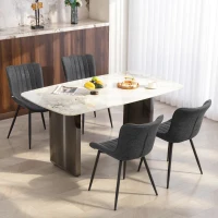 HOMCOM Dining Chairs Set of 4, PU Leather Upholstered Kitchen Chairs with Backrest and Steel Legs, Black(m-8)