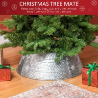 HOMCOM Christmas Tree Collar, Steel Tree Ring Skirt, Home Xmas Decoration for Christmas Tree, 26" x 26" x 9", Bright Silver(m-4)