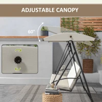 Outsunny 3-Seat Outdoor Porch Swing Patio Swing with Adjustable Canopy, Removable Seat and Back Cushion for Garden, Poolside(m-5)