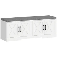 HOMCOM Shoe Bench with Cushion Shoe Storage Bench with Doors Adjustable Shelves for Entryway, White(m-2)