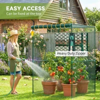 Outsunny Walk-in Crop Cage, Plant Protectors from Animals with Roll Up Zippered Door, 3.9' x 3.9' x 5.9', Dark Green(m-6)