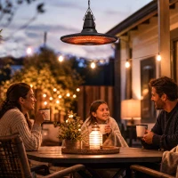Outsunny 1500W Electric Patio Heater, IP65 Hanging Infrared Outdoor Heater with Carbon Fiber Tube, Remote Control, Black(m-8)