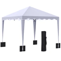 Outsunny 10' x 10' Pop Up Canopy Tent with Sand Bags, Instant Shelter with Adjustable Height and Carry Bag, Garden Outdoor Party Tent, White(m-2)