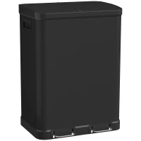 HOMCOM Kitchen Garbage Bin, 2 x 7.9 Gal (2 x 30 L) Trash Can, Soft-Close Garbage Can with Removable Inner Buckets, Black(m-9)