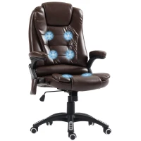 Vinsetto Reclining Massage Office Chair, Executive Office Chair with High Back, Swivel Wheels, Dark Brown(m-9)