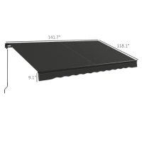 Outsunny 12' x 10' Retractable Awning, 280gsm UV Resistant Sunshade Shelter for Deck, Balcony, Yard, Dark Gray(m-3)