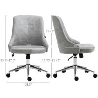 Vinsetto Armless Task Chair, Mid-back Desk Chair, Microfiber Home Office Chair with Adjustable Height, Tilt, Swivel Function, Gray(m-3)