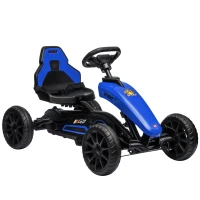 Aosom Kids Pedal Go Kart w/ Swing Axle, Shock-Absorbing Wheels, Blue(m-11)