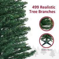 HOMCOM 7ft Unlit Pencil Artificial Christmas Tree with Realistic Branches and 499 Tips, Plastic Base, Green(m-6)