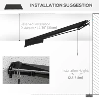 Outsunny 12' x 10' Retractable Awning, 280gsm UV Resistant Sunshade Shelter for Deck, Balcony, Yard, Dark Gray(m-7)
