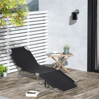 Outsunny Outdoor Folding Chaise Lounge, Reclining Lounge Chair with Adjustable Backrest and Breathable Mesh Fabric, Black(m-1)