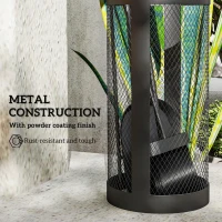 Outsunny Fireplace Tool Set with Mesh Basket, 5 Piece Fire Place Kit with Brush, Shovel, Poker, Tongs for Indoor Outdoor Use(m-5)
