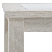 HOMCOM Coffee Table with Tempered Glass Tabletop, Living Room Table with Wood Frame and Underneath Storage Shelf, White Oak(m-9)