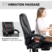 Vinsetto Massage Office Chair, Reclining Computer Chair with Adjustable Height and Footrest, Black(m-4)