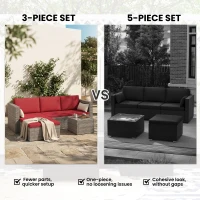 Outsunny 3pcs Modern Rattan Sofa Set, Wicker Patio Furniture Set with Coffee Table, Cushions, Pillows(m-7)