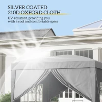Outsunny 10'x10' Outdoor Pop Up Party Tent Wedding Gazebo Canopy with Carrying Bag (Light Grey)(m-5)