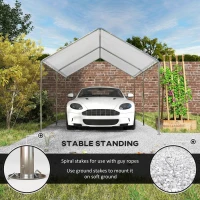Outsunny 9.6' x 19.5' Carport Heavy Duty Galvanized Car Canopy w/ Included Anchor Kit, 3 Reinforced Steel Cables, White(m-6)