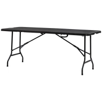 Outsunny Foldable Patio Dining Table for 6, Rectangular Outdoor Table for Garden Lawn Backyard, Dark Grey(m-2)