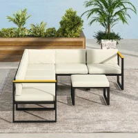 Outsunny Replacement Cushions for Rattan Furniture, 14 Piece Outdoor Seat Cushion Pad for Patio Set, 7 Seat and 7 Back, Cream(m-7)