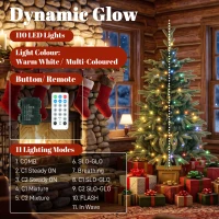 HOMCOM 4ft Prelit Christmas Tree with Dual-Color LEDs, Remote, Set of 2 Aspen Fir, Battery-Operated, 11 Modes, Decorative Pot(m-5)