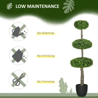 HOMCOM Set of 2 Artificial Boxwood Topiary Trees in Pots, 43.25" Artificial Plants Faux Trees for Home Office, Living Room Decor, Indoor & Outdoor(m-6)