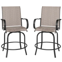Outsunny Outdoor Bar Stools Set of 2, 360° Swivel Bar Height Chairs, 26.8" x 29.5" x 48.4", Tan(m-2)
