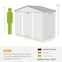 Outsunny 7' x 4' Outdoor Storage Shed, Garden Tool House w/ Foundation Kit Vents & Sliding Doors for Backyard Patio, Brown(m-3)