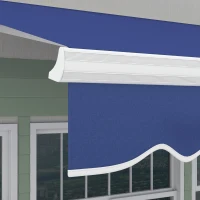 Outsunny 13' x 8' Patio Awning, Manual Retractable Sun Shade with UV Protection and Easy Crank Opening, Dark Blue(m-9)
