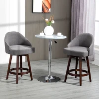 HOMCOM 26" Counter Height Bar Stools, Linen Fabric Kitchen Stools with Nailhead Trim, Rubber Wood Legs and Footrest for Dining Room, Counter, Pub, Set of 4, Dark Gray(m-10)