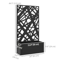 Outsunny Raised Garden Bed with Trellis, Freestanding/Wall Mounted Metal Garden Box with Privacy Panel, Irregular Line Cut-Outs(m-3)