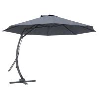 Outsunny 11FT Patio Umbrella, Cantilever Umbrella with 8 Ribs, 360° Rotation, Easy Adjustment for Garden, Deck, UPF 50+, Grey(m-9)