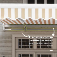Outsunny 13' x 8' Retractable Awning, Patio Awnings, Sunshade Shelter w/ Manual Crank Handle, UV & Water-Resistant Fabric and Aluminum Frame for Deck, Balcony, Yard, Beige Stripes(m-6)