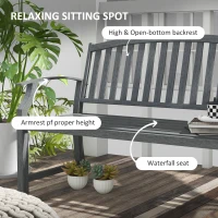 Outsunny 46" Outdoor Garden Bench, Metal Bench, Wood Look Slatted Frame Furniture for Patio, Park, Porch, Lawn, Yard, Deck, Gray(m-5)