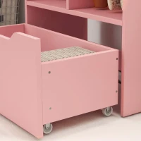 HOMCOM Kids Bookcase with Storage Drawer for Books, Reading Nook, for Classroom, Bedroom, Playroom, Pink(m-9)