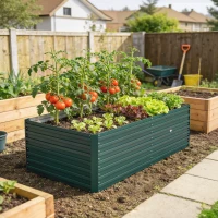 Outsunny 5' x 3' x 2' Raised Garden Bed, Galvanized Planter Box for Growing Flowers, Herbs and Vegetables, Green(m-8)