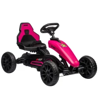 Aosom Kids Pedal Go Kart w/ Swing Axle, Shock-Absorbing Wheels, Pink(m-11)