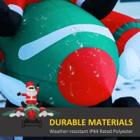 HOMCOM 7.3 ft Long Christmas Inflatable Santa Claus Flying A Plane with LED Lights, Xmas Blow Up w/ Auto Set-Up for Front Yard(m-5)