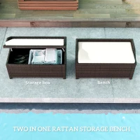 Outsunny Outdoor Wicker Storage Bench with Storage & Cushion, Cream White(m-4)