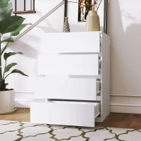 HOMCOM 4 Drawer Chest Storage Cupboard Freestanding Drawer Unit, White(m-7)