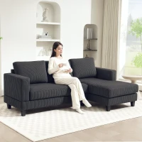 HOMCOM L Shaped Couch, L Shape Sofa with Chaise Lounge and Spring Cushion for Living Room, Bedroom, Grey(m-8)