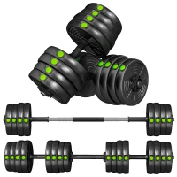 Soozier 66LBS 2-in-1 Adjustable Barbell & Dumbbells Set, Weights Set with Non-slip Handles for Men and Women Home Gym Training(m-2)